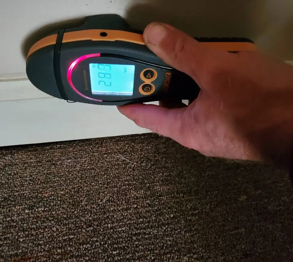 Moisture detection at baseboard during Burst Pipe Cleanup in Twin Lakes
